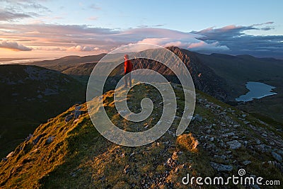 Sunset from Y Garn Stock Photo
